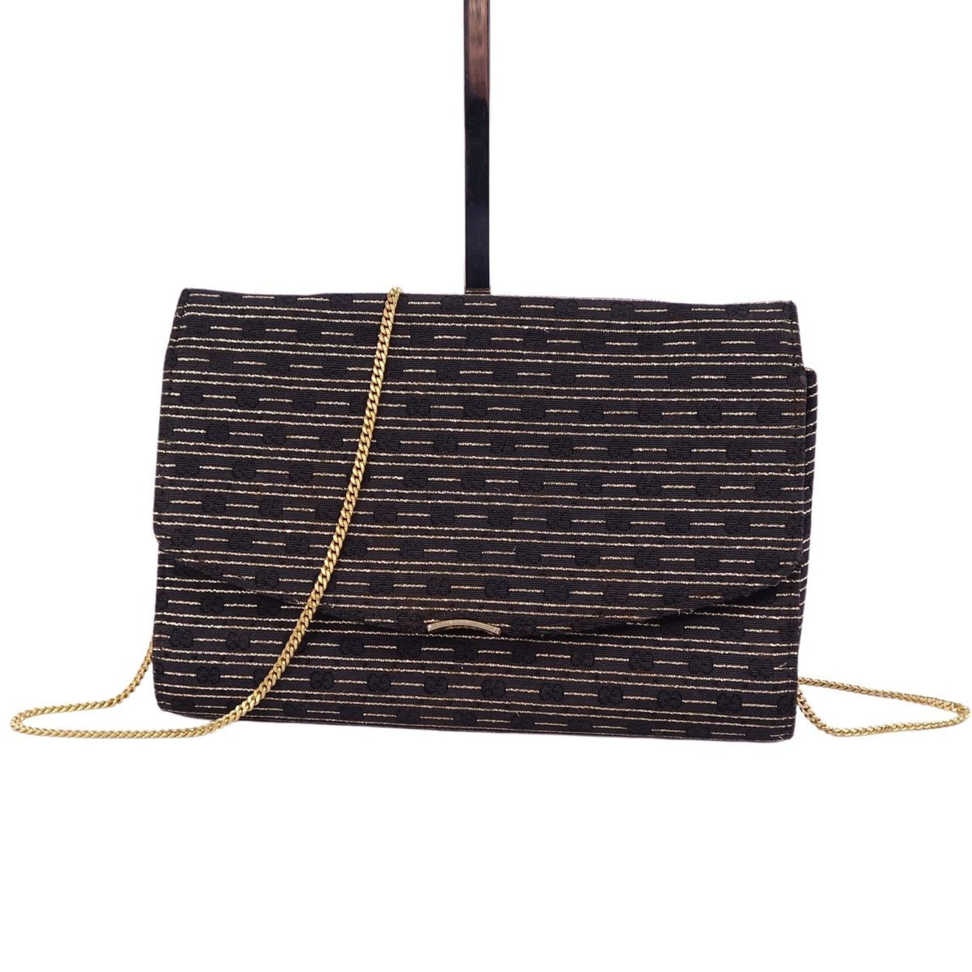 PreOwned GUCCI Bag Shoulder GG Canvas Gold Chain Women's Black (Good