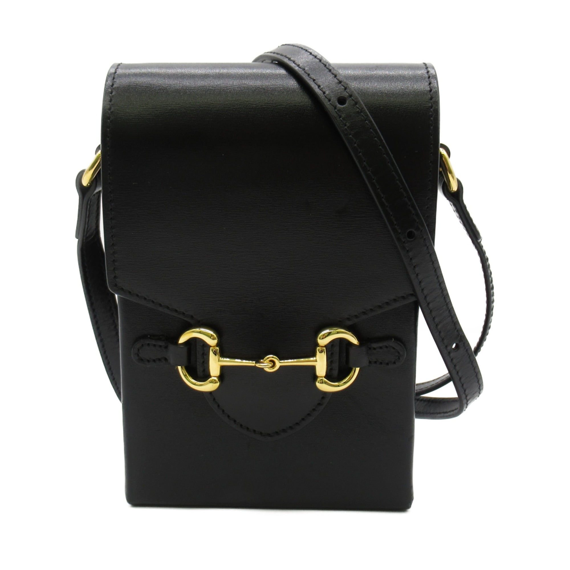 Pre-Owned GUCCI Horsebit 1955 Mini Shoulder Bag Black leather  