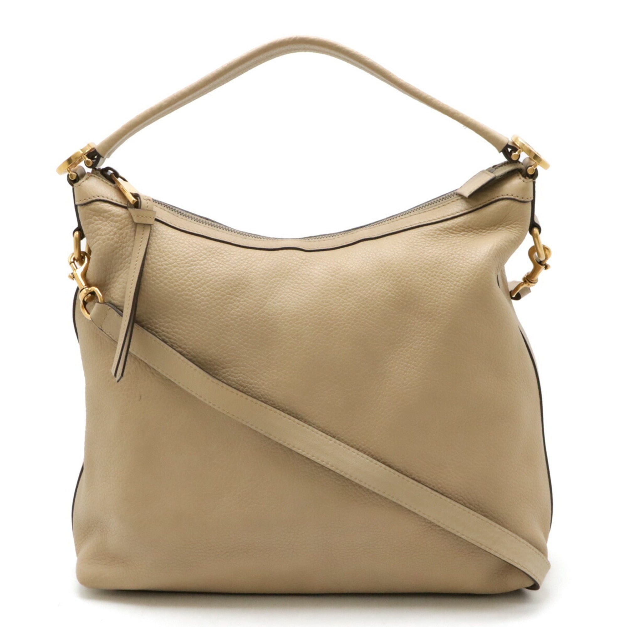 Pre Owned GUCCI Miss GG Hobo Shoulder Bag Handbag Leather Beige 326514 Good Walmart