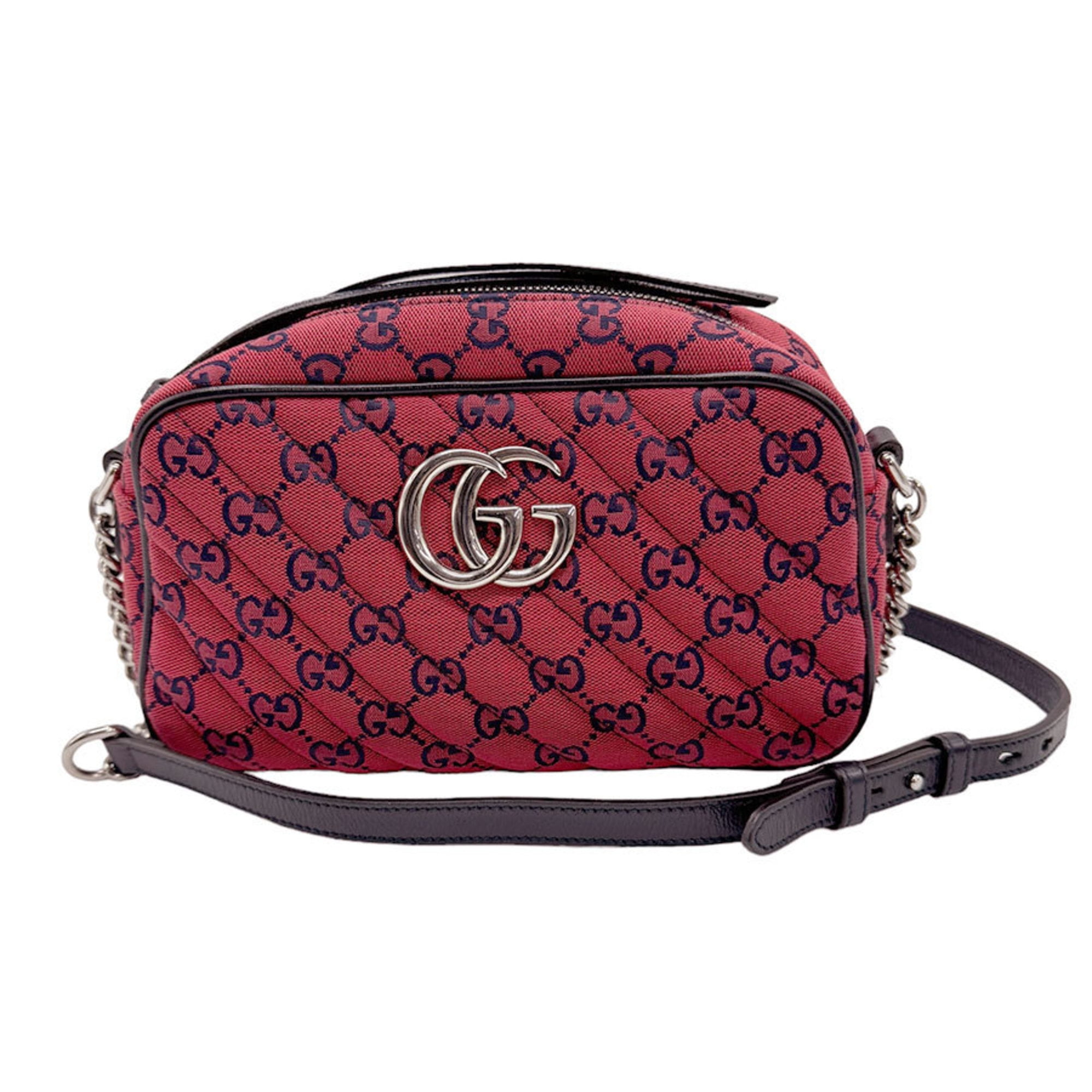 Pre Owned GUCCI Shoulder Bag GG Marmont Canvas Red Women s 447632 z0886 Good Walmart