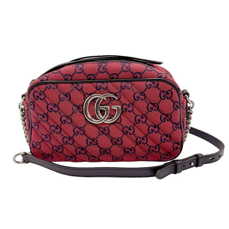 Pre Owned GUCCI Shoulder Bag GG Marmont Canvas Red Women s 447632 z0886 Good Walmart