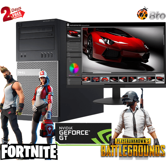 Gaming Dell Desktop Computer MT PC Core i7 CPU 16GB Ram, 500GB HDD, New 19" LCD, NVIDIA GT 1030, Keyboard & Mouse, WiFi, DVD, Win10 Home