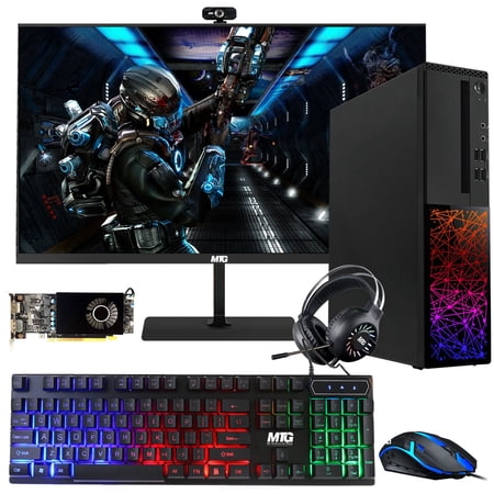 Pre-Owned Gaming Desktop PC, Intel i5 6th Gen, TechMagnet Galaxy, 16GB RAM, 1TB SSD, MTG New 27 Inch 165HZ Gaming Monitor, AMD RX 550, RGB Keyboard Mouse, Speaker, Webcam, Win 10 Pro (Refurbished)