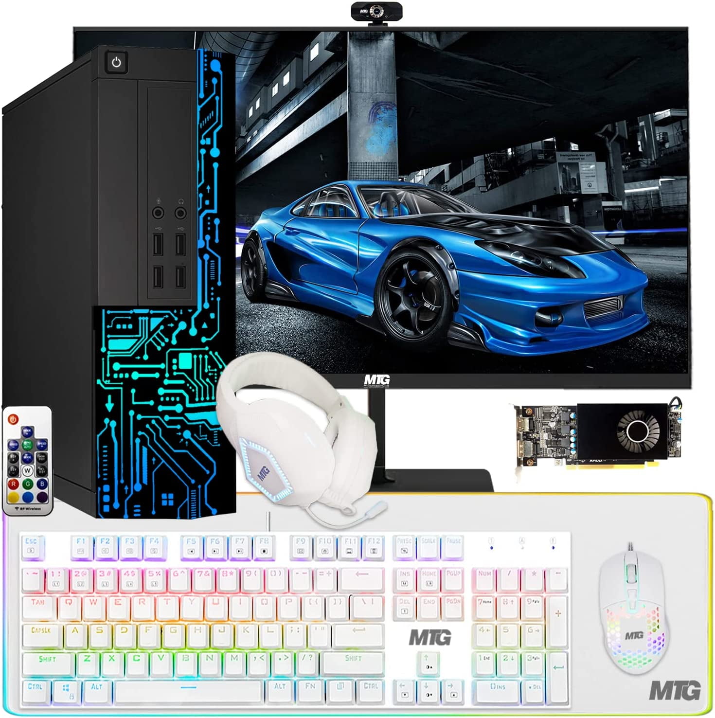 Gaming PC Desktop, Intel Core i3-6500, TechMagnet Siwa 6, 16GB RAM, 240GB  SSD (Fast Boot), 1TB HDD, AMD RX 550 4GB DDR5, New MTG 24 Monitor, RGB