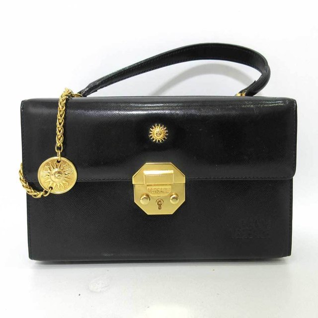 PreOwned Gianni Versace Bag Vanity Black Gold Hardware Handbag