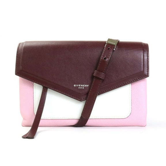 Pre-Owned Givenchy Crossbody Shoulder Bag Leather Bordeaux x White Pink Ladies (Good)