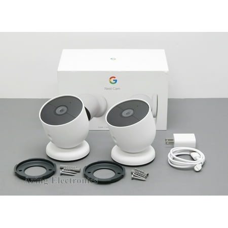 Pre-Owned Google GA01894-US Nest Cam Indoor/Outdoor Security Camera 2 Pack - White FULLSET (Good)