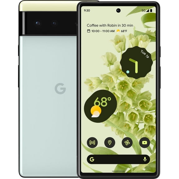 Restored Google Pixel 6 Smartphone, Fully Unlocked,128 GB Storage + 8 GB RAM, Sorta Seafoam (Refurbished)