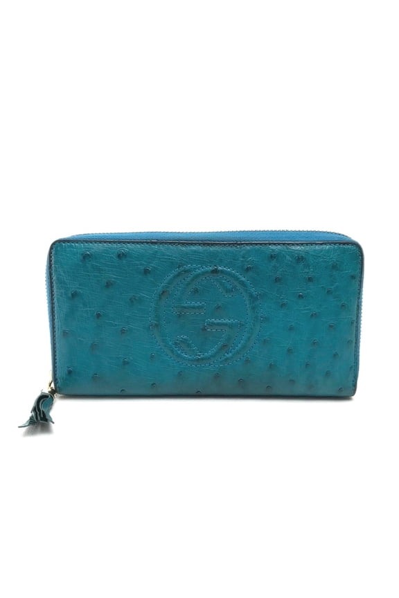 Pre-Owned Gucci 308004 With tassel Zip Around Long Wallet blue (Good)