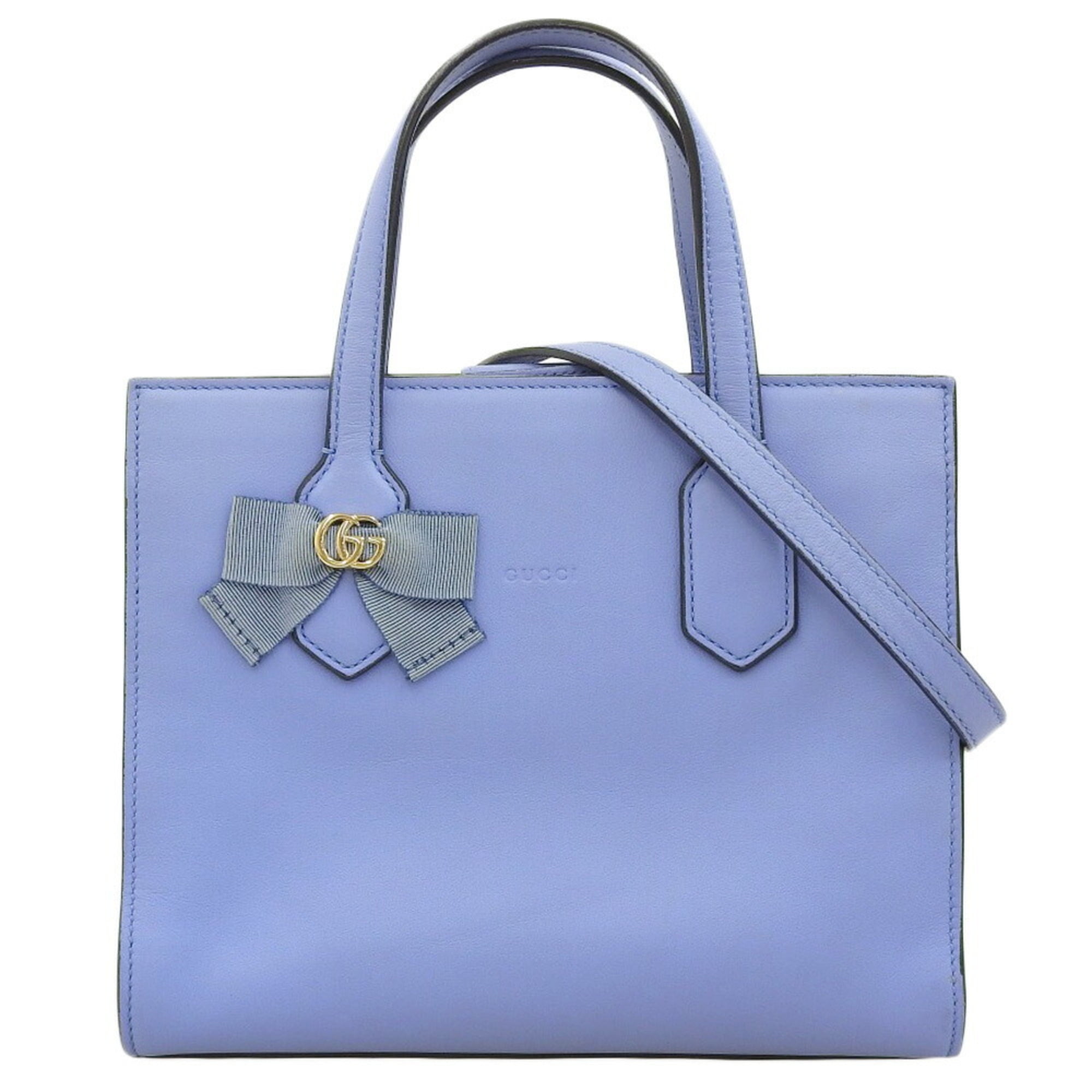 ✨美品✨GUCCI トートバッグ ベルト 2way レザー ブルー レザー Pre-Owned Gucci 443089 525040 Bow Handbag,Shoulder Bag Blue (Good