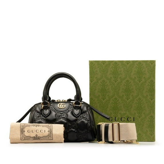 Pre-Owned Gucci GG Matelasse Quilted Medium Handbag Shoulder Bag 702251 Black Leather Women's GUCCI (Good)