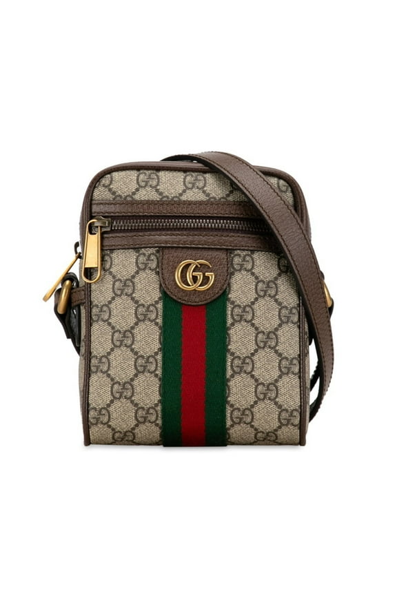 Pre-Owned Gucci GG Supreme Ophidia Sherry Line Shoulder Bag 598127 Beige Brown PVC Leather Women's GUCCI (Good)