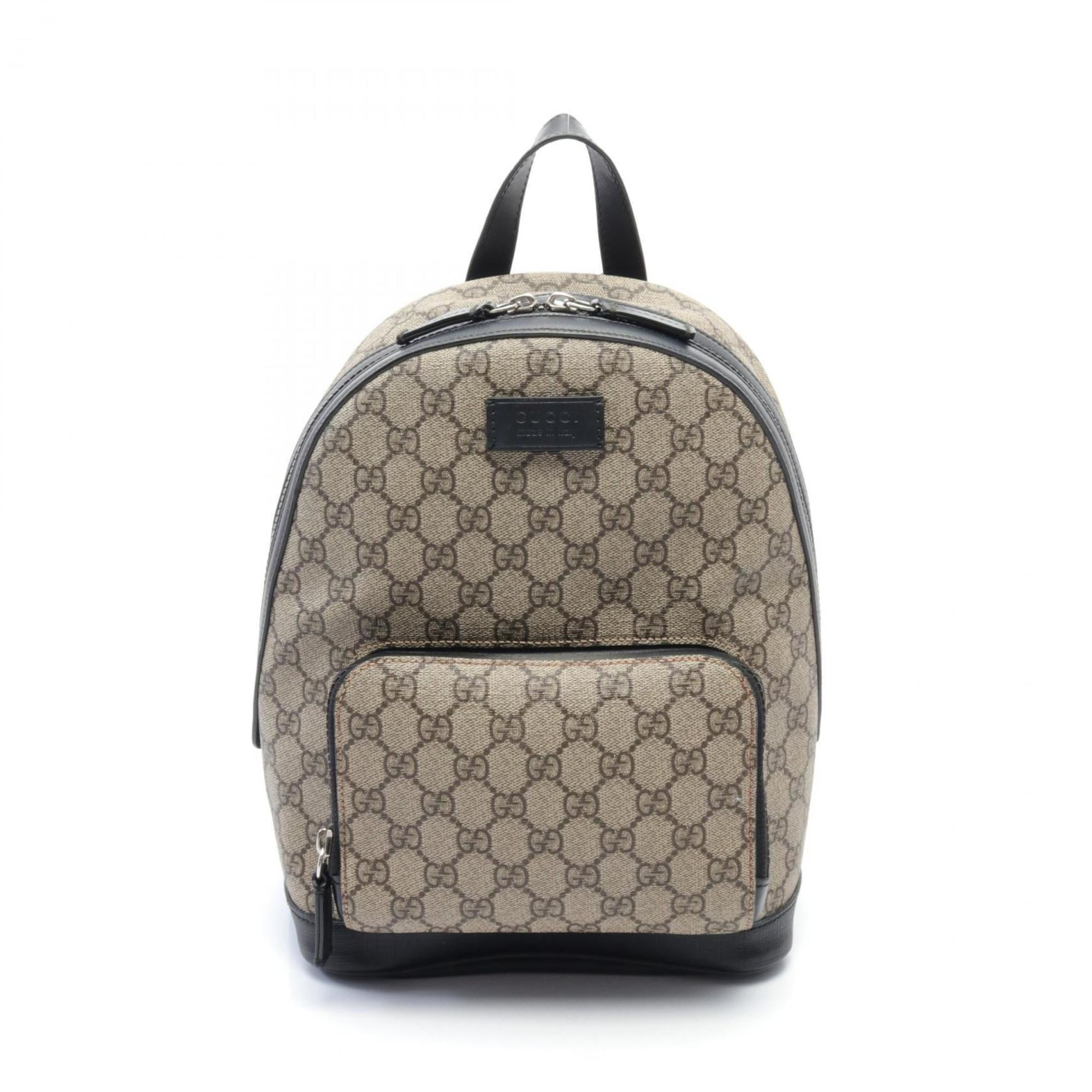 Pre Owned Gucci GG Supreme Small Rucksack Backpack Bag Coated Canvas Leather Women s Beige Black 429020 Good Walmart