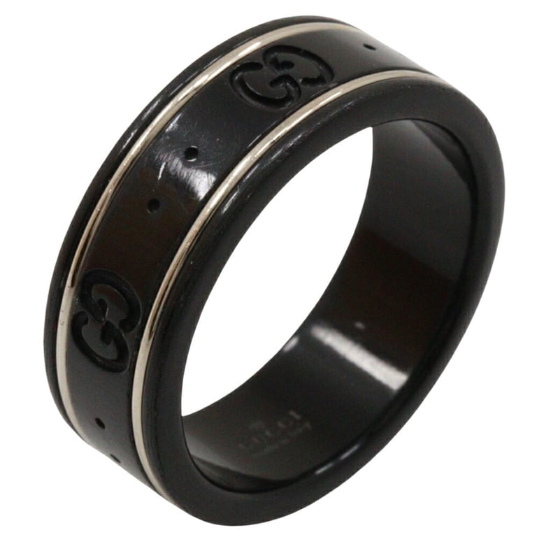 Pre-Owned Gucci Icon Thin Band Size 14.5 Ring, K18 White Gold x