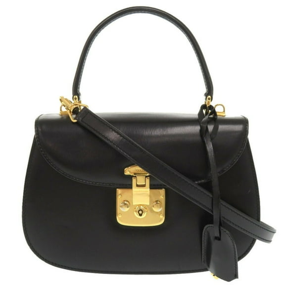 Pre-Owned Gucci Ladylock Leather Black 000 46 0210 Handbag 0066 GUCCI (Good)