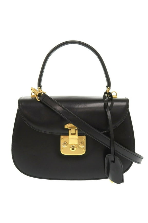 Pre-Owned Gucci Ladylock Leather Black 000 46 0210 Handbag 0066 GUCCI (Good)