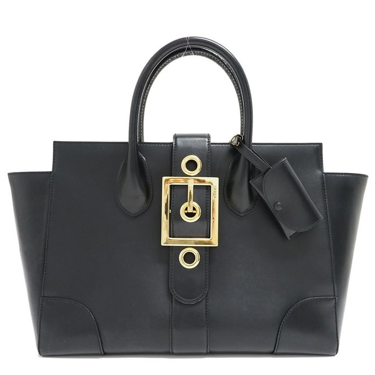 Pre-Owned Gucci Leather Tote Bag Handbag Black 323652 Shine Flap