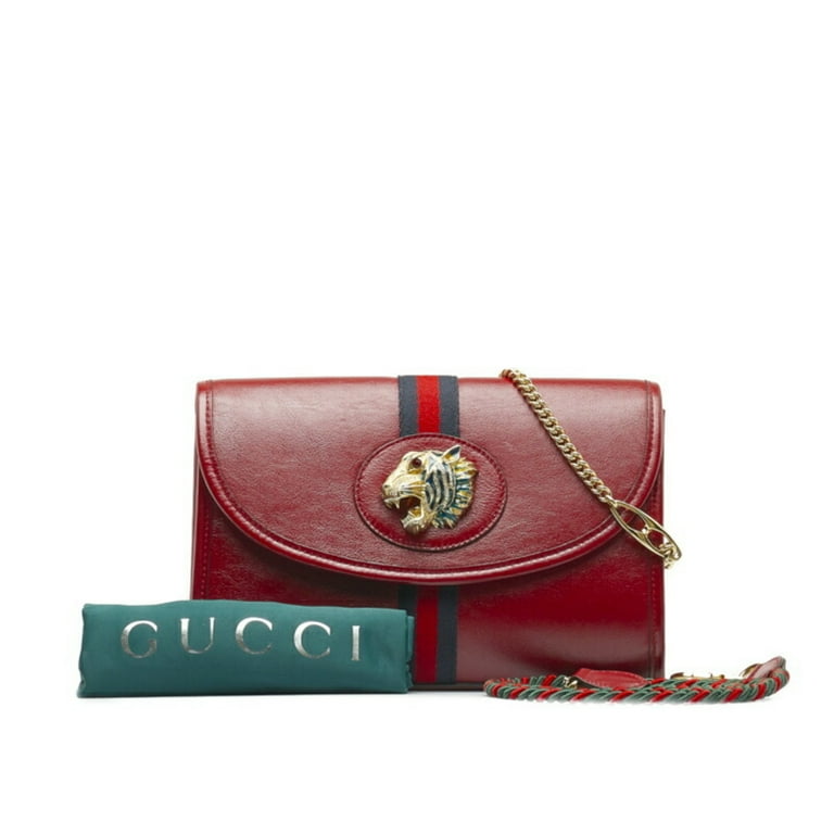 Pre Owned Gucci Raja Sherry Line Tiger Head Chain Shoulder Bag 570145 Red Leather Women s GUCCI Good Walmart