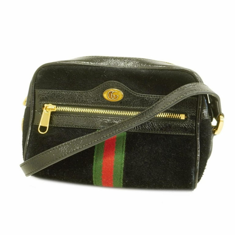 Pre Owned Gucci Shoulder Bag Sherry Line 517350 Suede Leather Black Women s Good Walmart