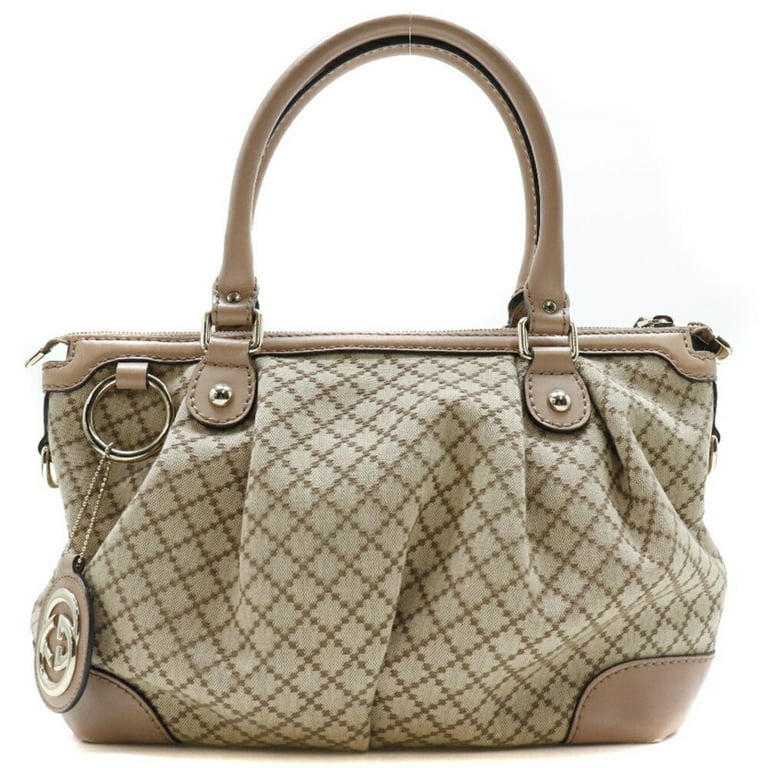 Pre Owned Gucci Suki Diamante 247902 502752 Canvas x Calf Beige