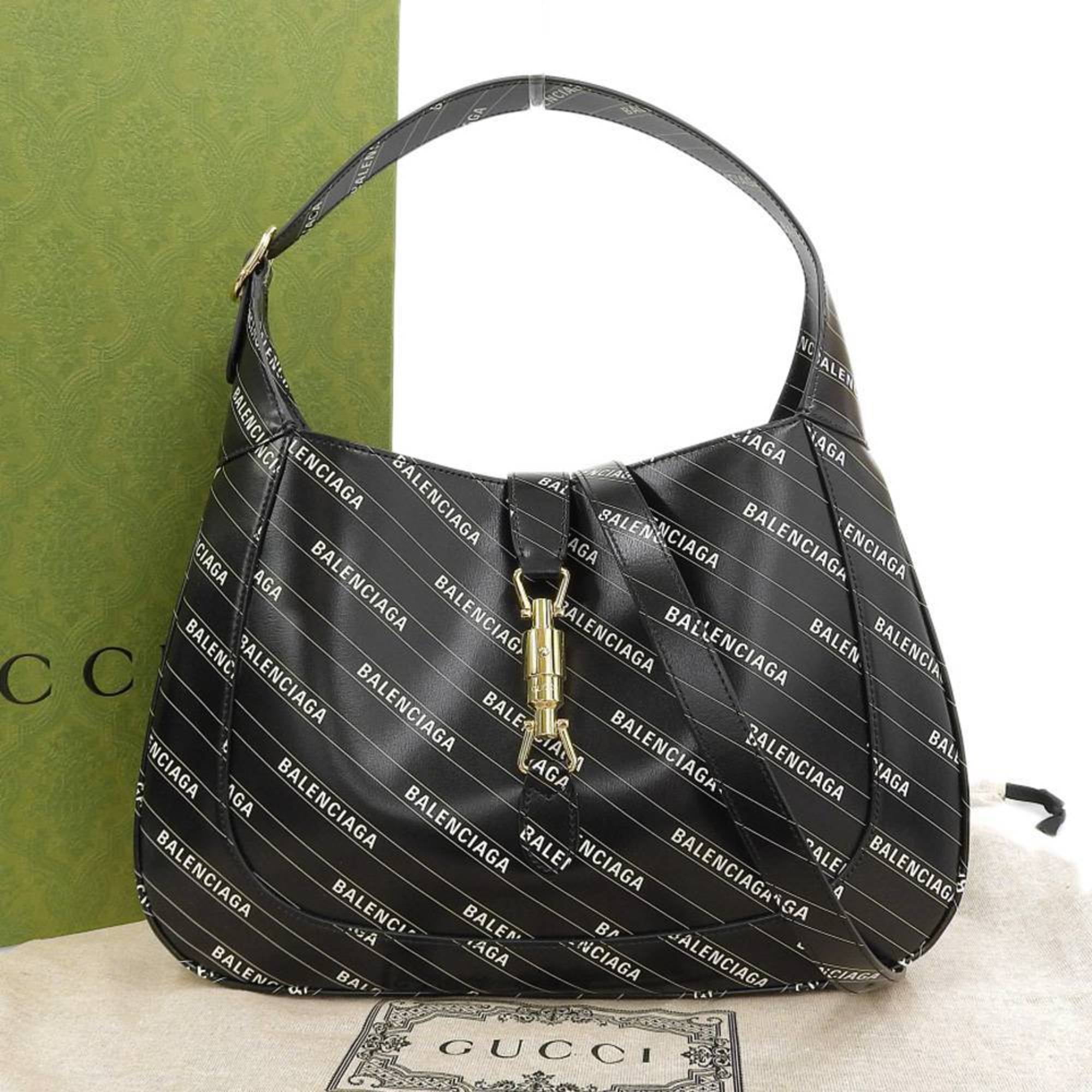 Pre-Owned Gucci x Balenciaga Jackie 1961 The Hacker Project Medium Bag  Black 636712 498879 (Like New)