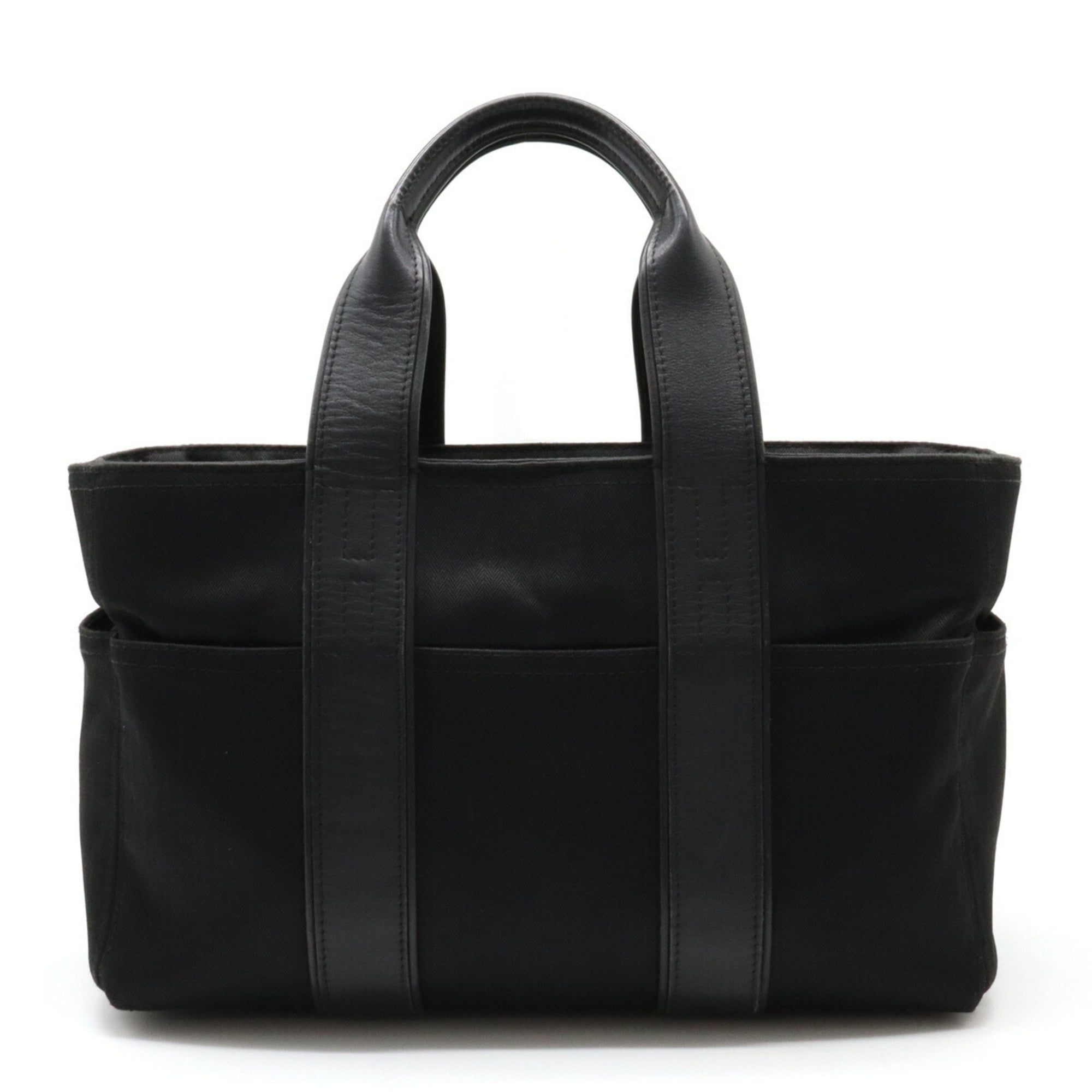 Pre-Owned HERMES Acapulco PM Tote Bag Handbag Nylon Leather Black (Good ...