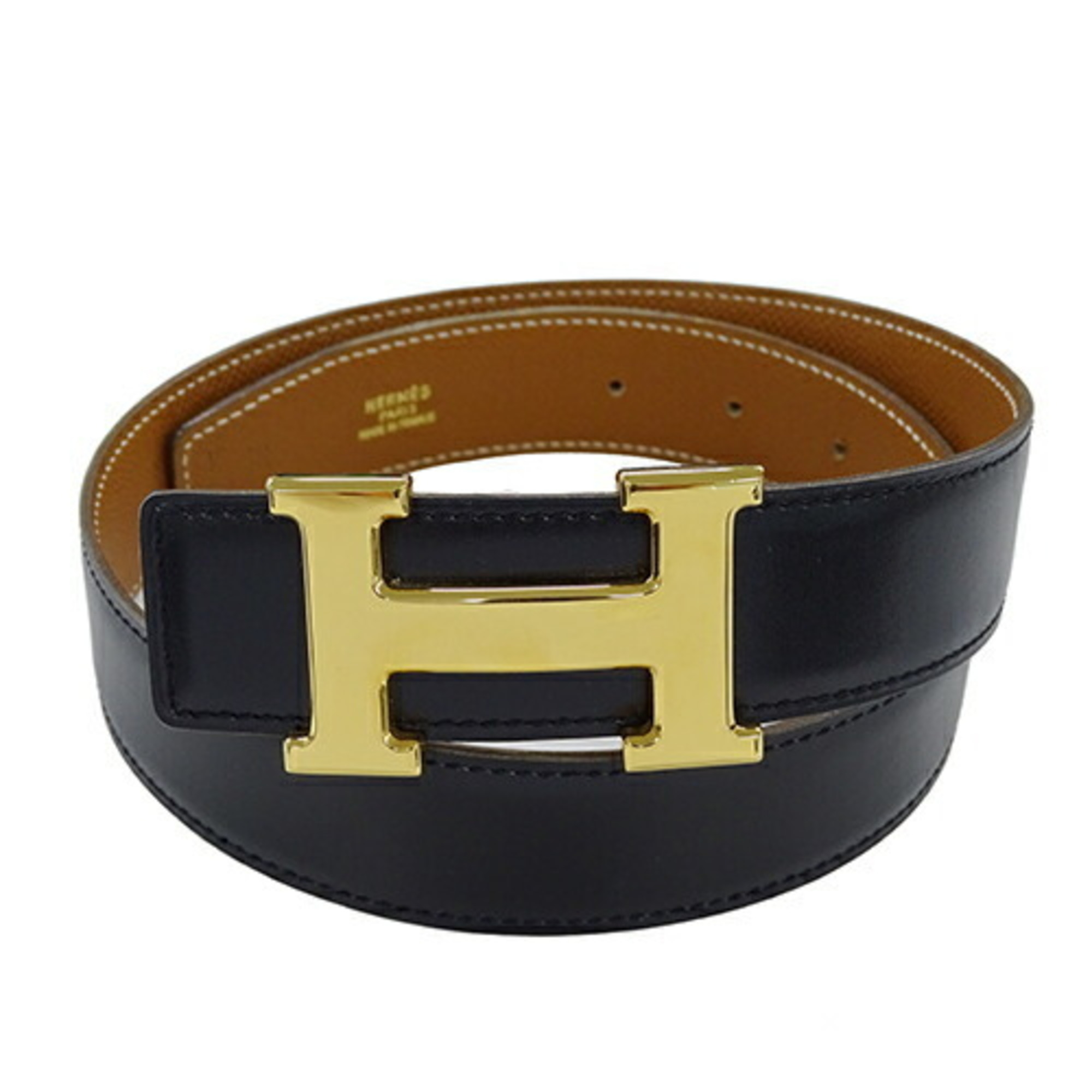 Pre Owned HERMES Belt Constance Ladies Brand Box Calf Vaux Epson Black Gold 65 Reversible Z Fair Walmart