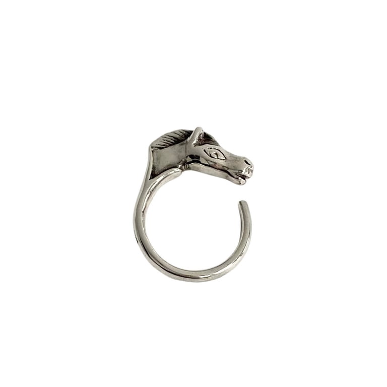 Pre-Owned HERMES Cheval Horse Ring, Silver 925, Women
