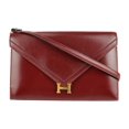thumbnail image 1 of Pre-Owned HERMES Hermes Liddy Shoulder Bag Box Calf Rouge Ash Bordeaux Gold Hardware 2WAY Clutch 〇G Engraved Vintage (Good), 1 of 10