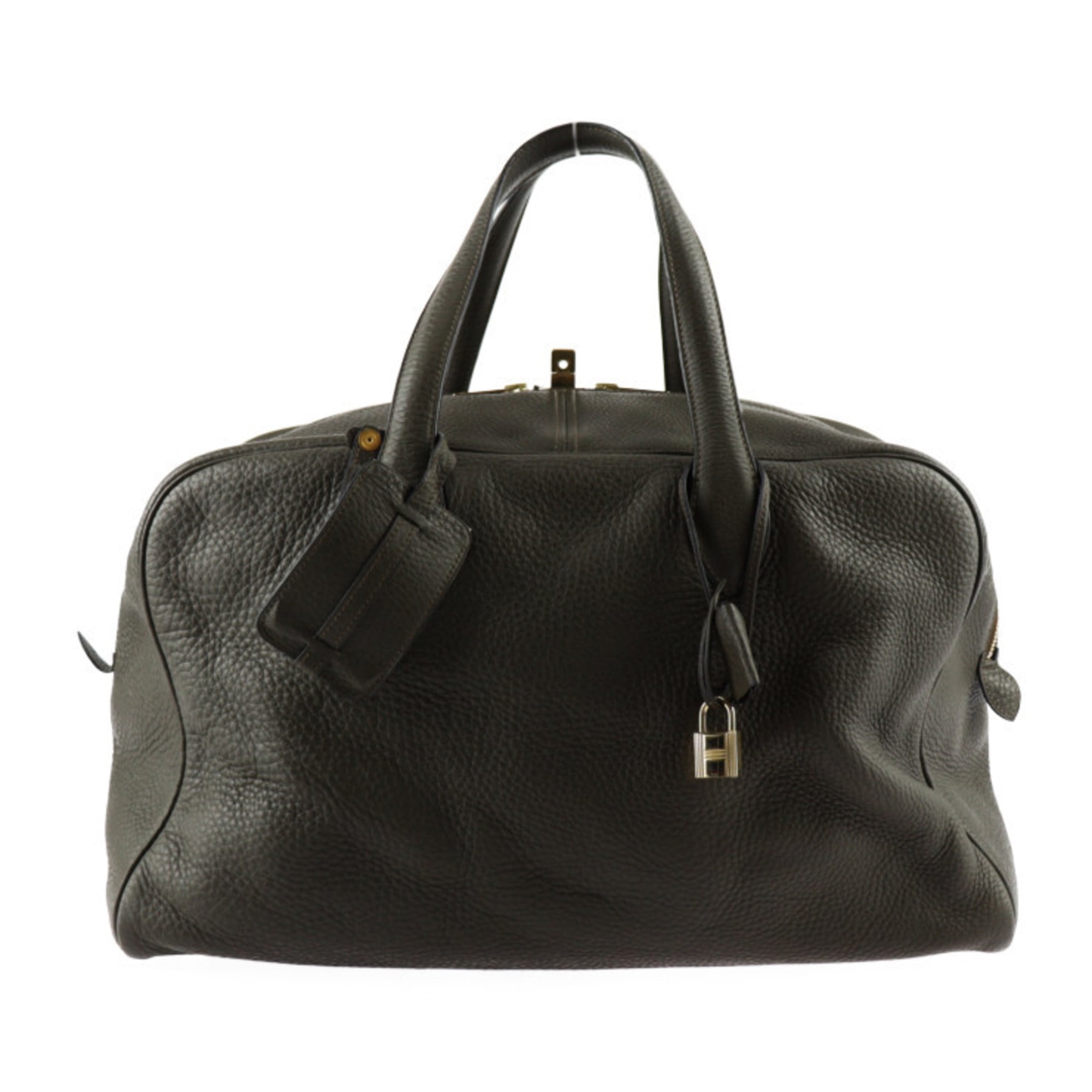 Pre Owned HERMES Victoria 43 Boston Bag Taurillon Clemence Dark Olive Handbag E Stamp Good Walmart