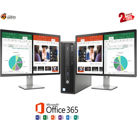Pre-Owned HP 600 G2 Desktop Computer SFF PC Core i5 (6th Gen.) CPU 16GB Ram, 1TB HDD, New dual 20" LCD, Office 365, Webcam, Keyboard & Mouse, WiFi, DVD, Win10 Pro (Refurbished)