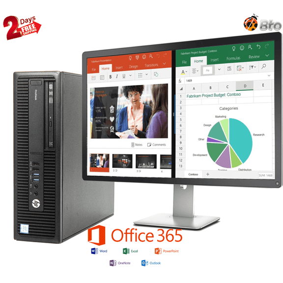 Pre-Owned HP 600 G2 Desktop Computer SFF PC Core i5 (6th Gen.) CPU 16GB Ram, 2TB HDD, New 20" LCD, Office 365, Keyboard & Mouse, WiFi, DVD, Windows 11 Pro
