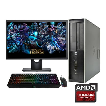 Pre-Owned Gaming HP 8200 Desktop Computer PC - Intel Quad-Core i5, 250GB HDD, 8GB DDR3 RAM, Windows 10 Pro, DVD, WIFI, 22in Monitor, RGB Keyboard and Mouse (Refurbished: Good)