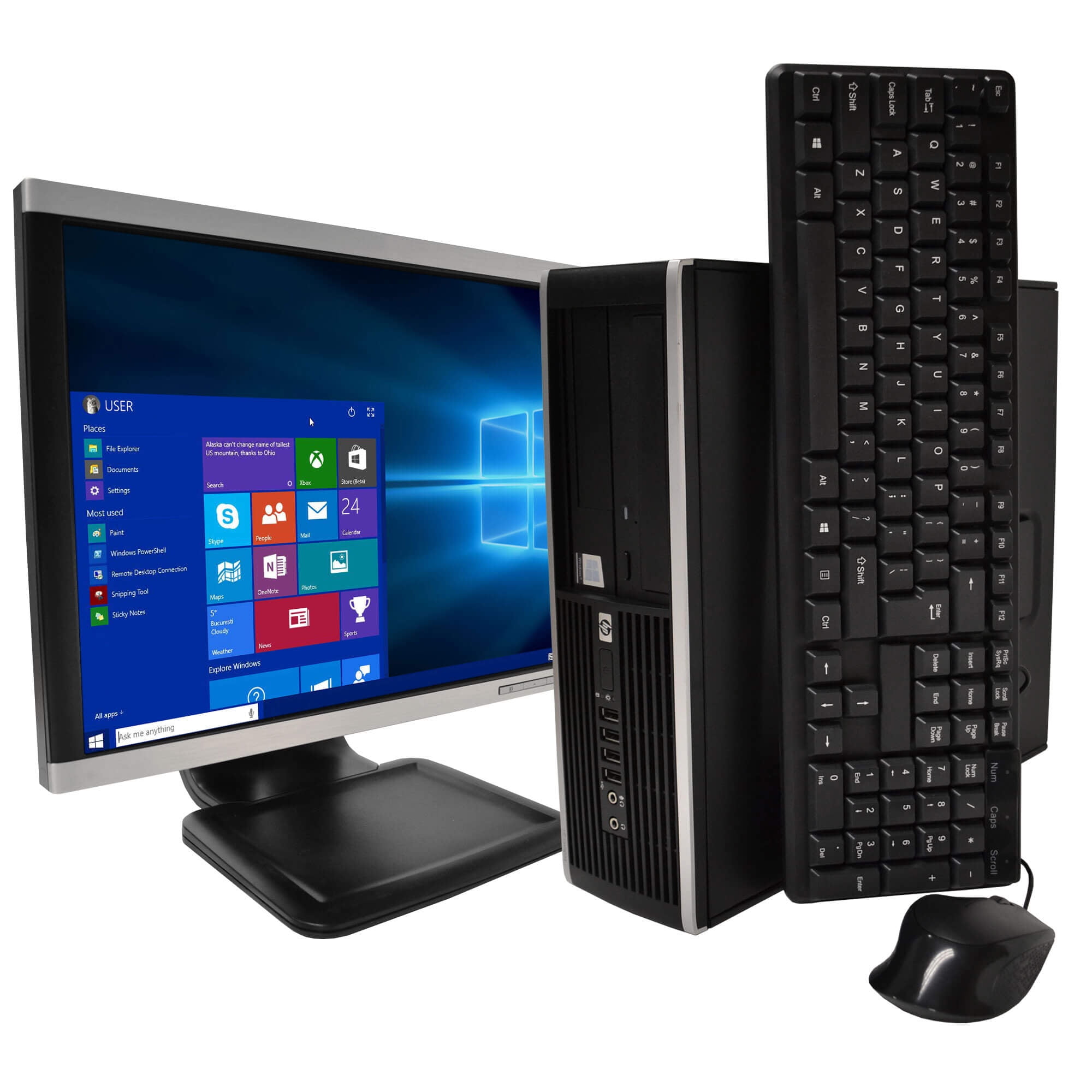 Pre-Owned HP EliteDesk 8100 Desktop Computer PC, Intel Dual-Core i5, 2TB HDD, 16GB DDR3 RAM, Windows 10 Home, DVD, WIFI, 22in Monitor, USB Keyboard and Mouse