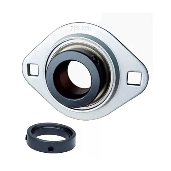 AJANTA INDUSTRIAL SAPFL207-20, 1-1/4" Bore Eccentric Collar Pressed Steel 2-Bolt Flange Bearing