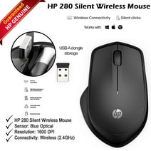 Pre-Owned HP Silent 280 2.4GHz Wireless Bluetooth USB-A Optical Mouse 19U64AA#ABL - Like New