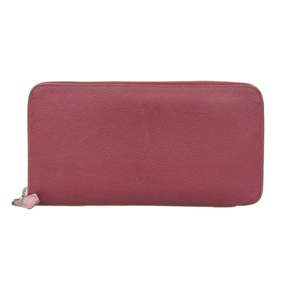 Pre-Owned Hermes HERMES Azap Long Silk In Round Zipper Wallet Couchbel Rouge Ash Red □N Engraved (Good)