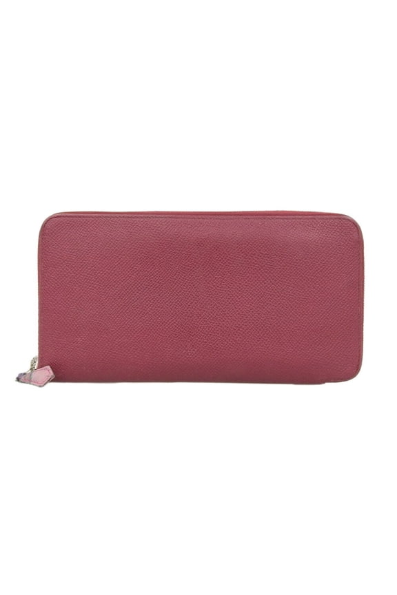 Pre-Owned Hermes HERMES Azap Long Silk In Round Zipper Wallet Couchbel Rouge Ash Red N Engraved (Good)