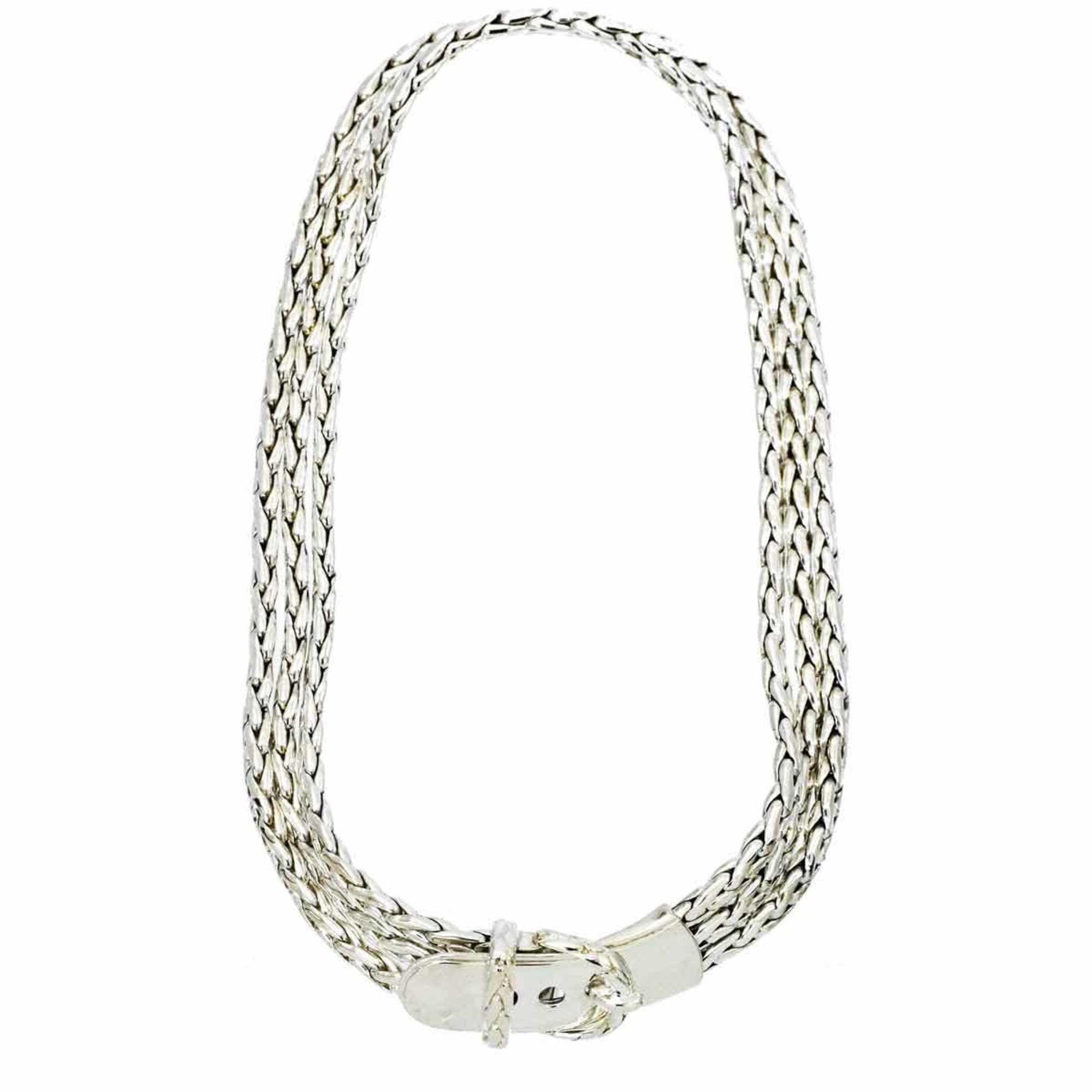 Hermes Ever Chene Dunkle Long Necklace Silver Ladies | Chairish