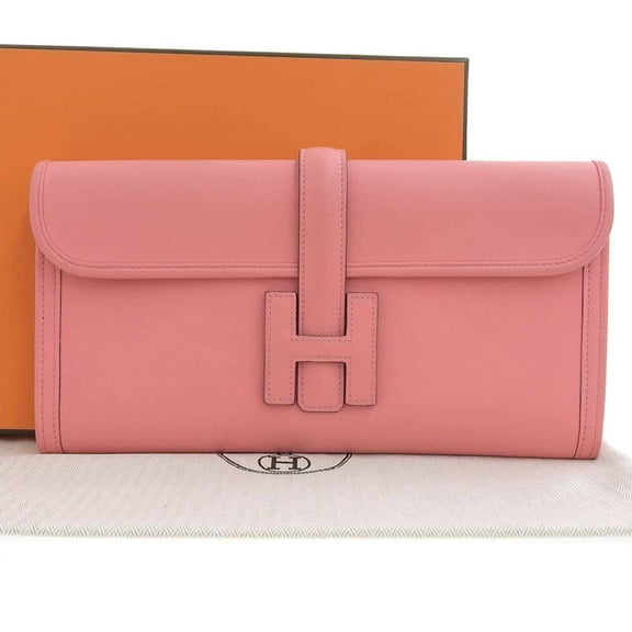 Pre-Owned Hermes HERMES Jije Elan 29 Clutch Bag Swift Pink D Engraved (Good)