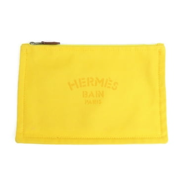 Pre-Owned Hermes HERMES Pouch Multi Case BAIN Cotton Yellow Unisex (Good)