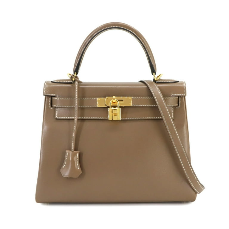 Pre Owned Hermes Kelly 28 2way hand shoulder bag tadelakt etoupe inner stitching A stamp gold hardware Like New Walmart