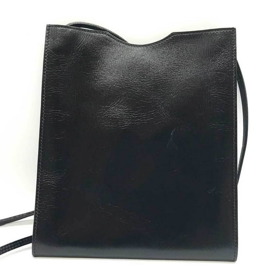 Pre-Owned Hermes Onimetu Black Shoulder Bag Pochette Leather HERMES (Good)