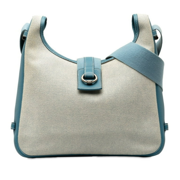 Pre-Owned Hermes Sako Shoulder Bag Blue Toile H Women