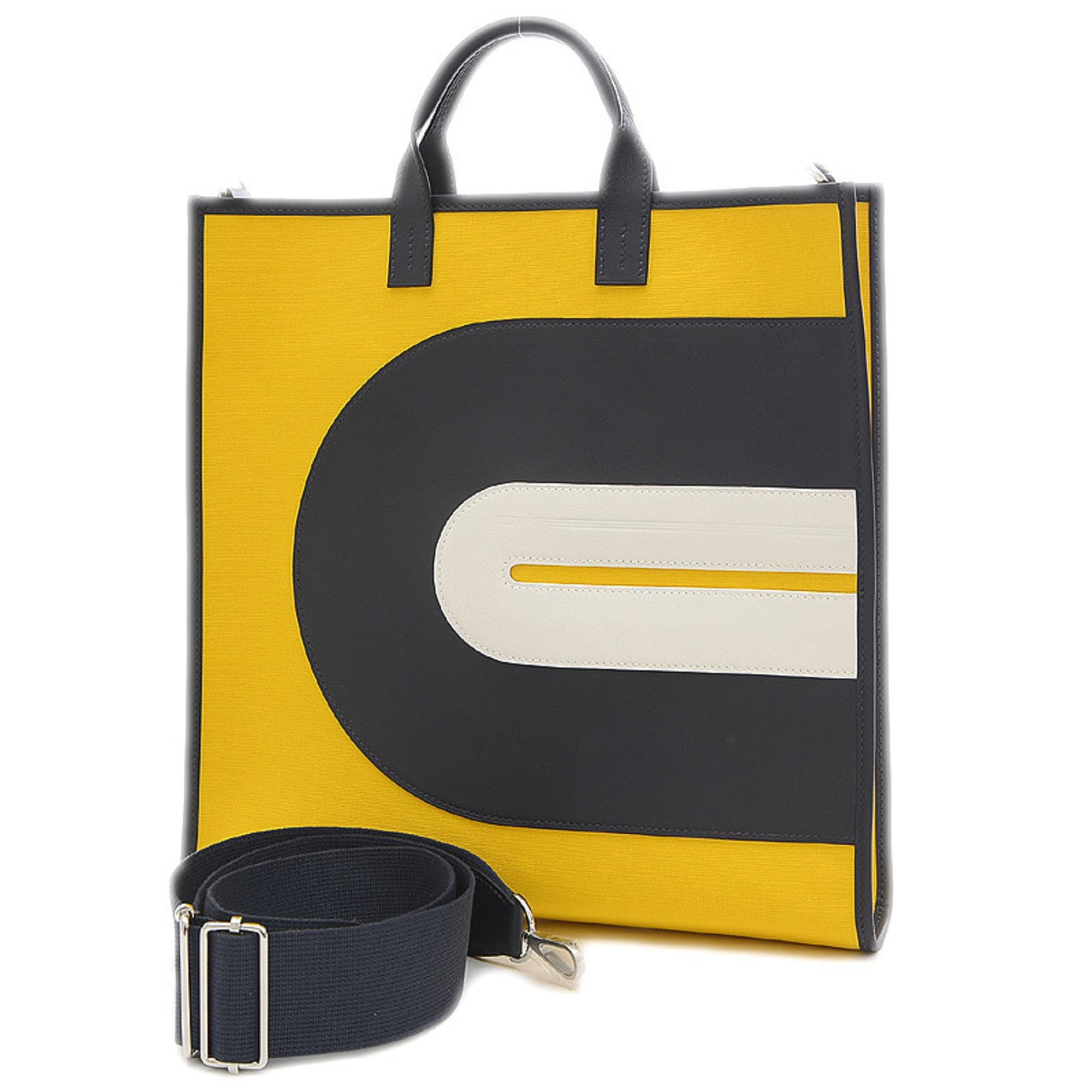 Pre Owned Hermes Vinyl Bag 2Way Tote Swift Toile Yellow Navy White Y Stamp Like New Walmart