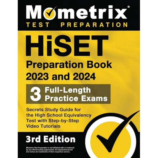 PreOwned HiSET Preparation Book 2023 and 2024 3 FullLength Practice