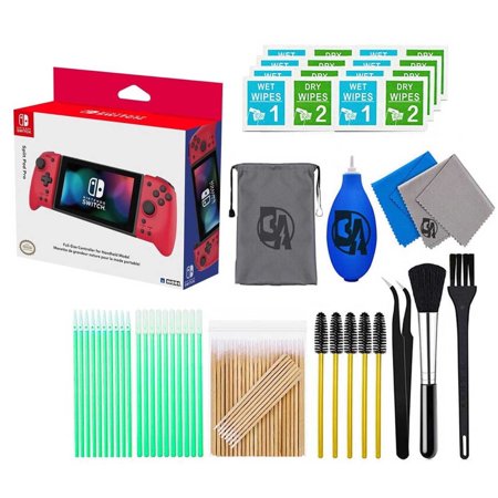 Pre-Owned Hori - Split Pad Pro for Nintendo Switch - Red With Cleaning Manual Kit Bolt Axtion Bundle