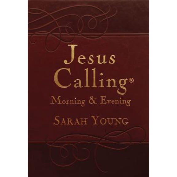 Pre-Owned Jesus Calling Morning and Evening, Brown Leathersoft Hardcover, with Scripture References (Hardcover 9780718040154) by Sarah Young