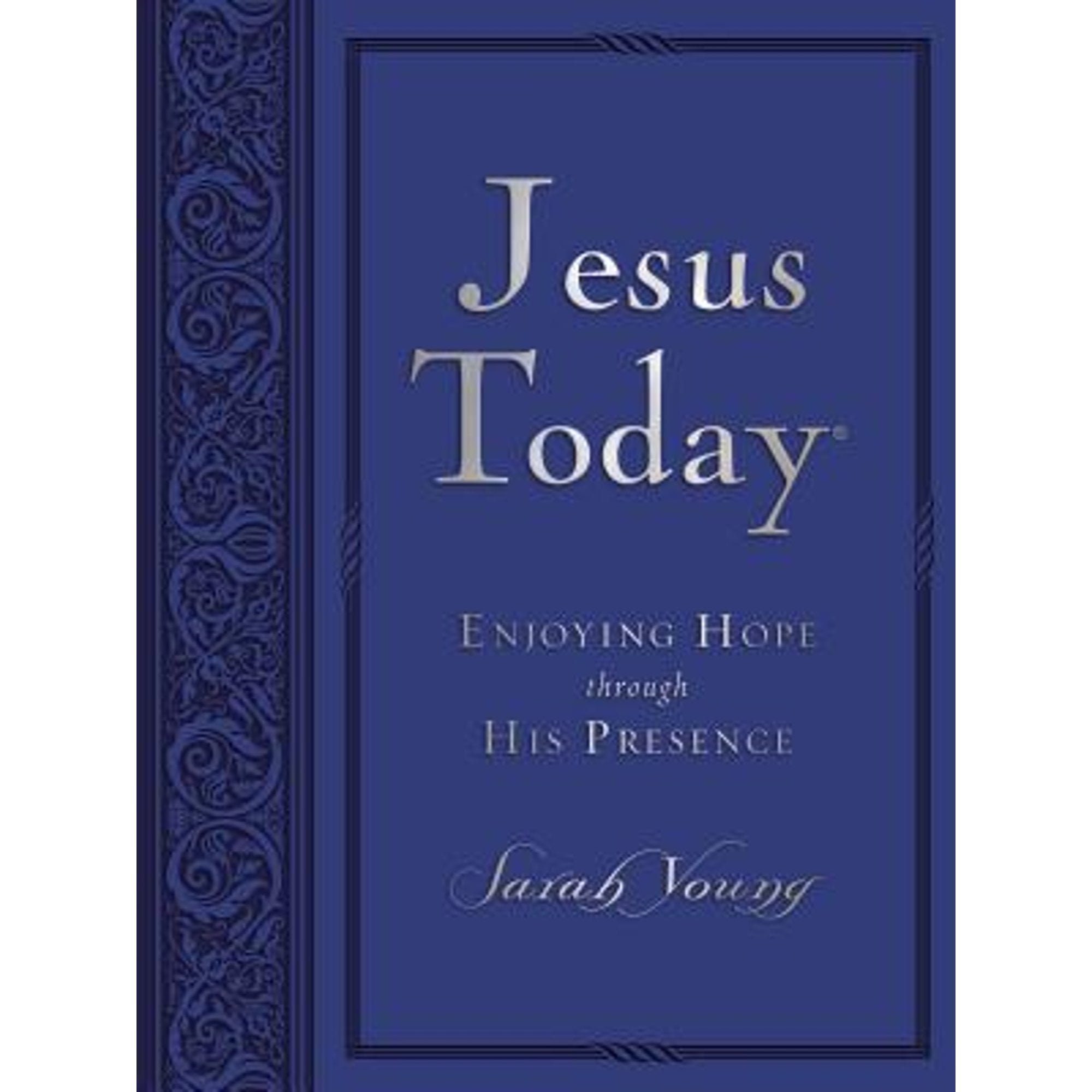 Pre-Owned Jesus Today, Large Text Blue Leathersoft, with Full Scriptures: Experience Hope Through (Hardcover 9780718034696) by Sarah Young