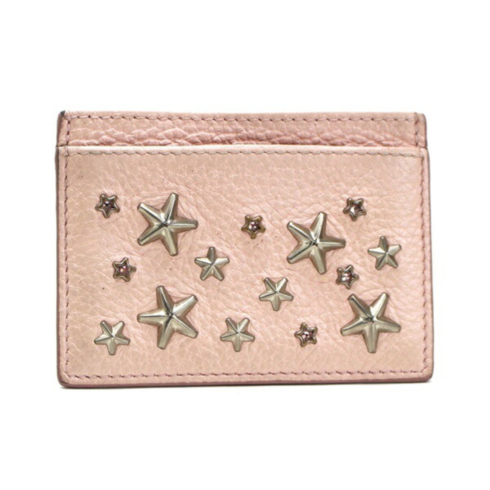 Pre-Owned Jimmy Choo Card Case Pass Studs Leather Pink For JIMMY CHOO  Ladies Type (Good)